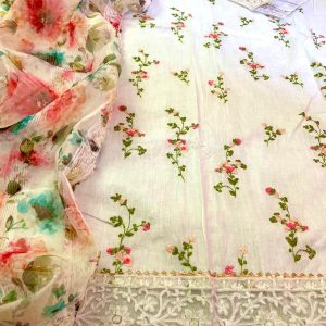 Luxury Cotton, Color: White, Fabric: Kamiz: Cotton, Salwar: Cotton, Dupatta: Muslin