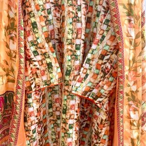 Luxury cotton Three Piece with embroidery work, Color: Orange, Summer friendly